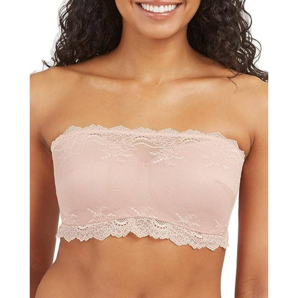 NWT SPANX Undiet-ectable Better Bandeau bra lace lined vintage rose XL neutral